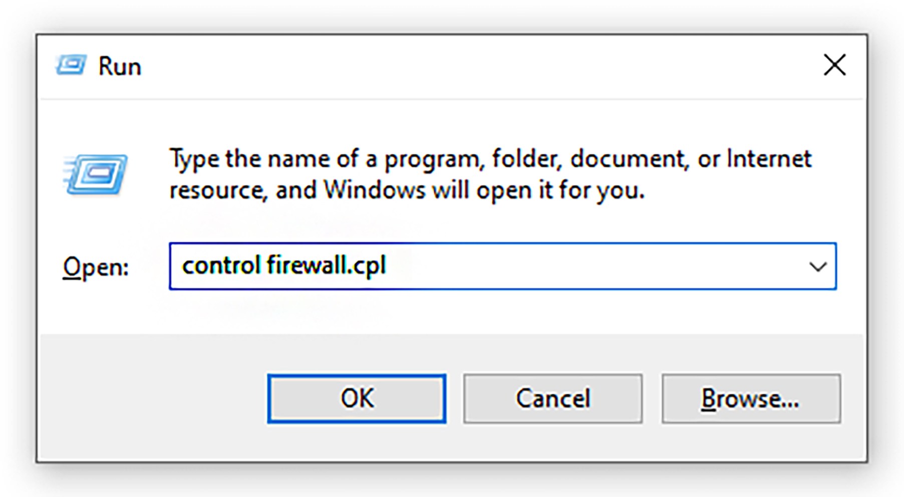 control firewall.cpl